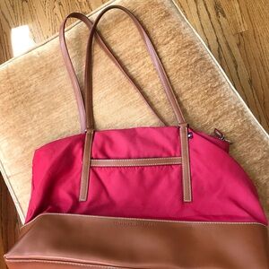 Tommy Hilfiger Women's Red and Brown Tote Bag